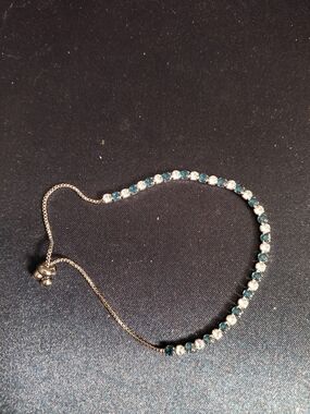 Source Unknown Silver-Tone Bracelet with Blue and Clear Stones
